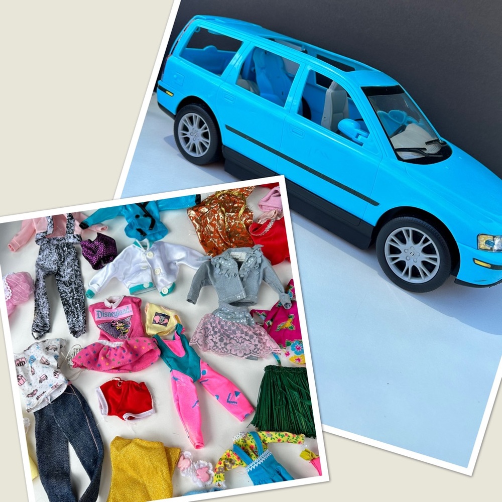 RARE Barbie Blue Volvo & VINTAGE 75+ Items Barbie Clothing From 60s 70s 80s